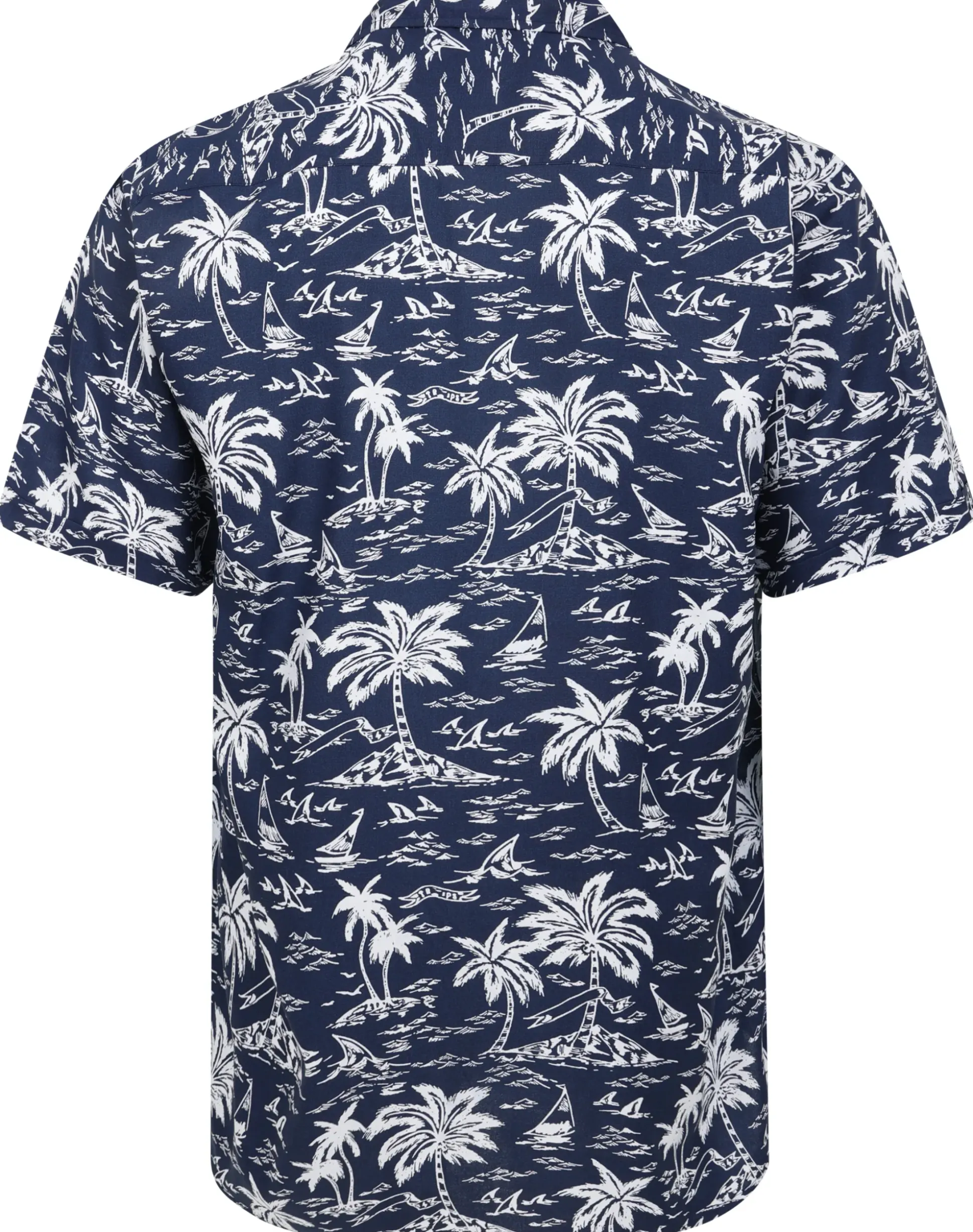 Bigdude Ocean Viscose Relaxed Collar Shirt Navy Tall