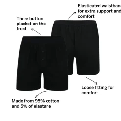 Bigdude 3 Pack Loose Boxer Shorts Black