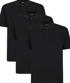 Bigdude 3 Pack Plain Polo Shirts Black