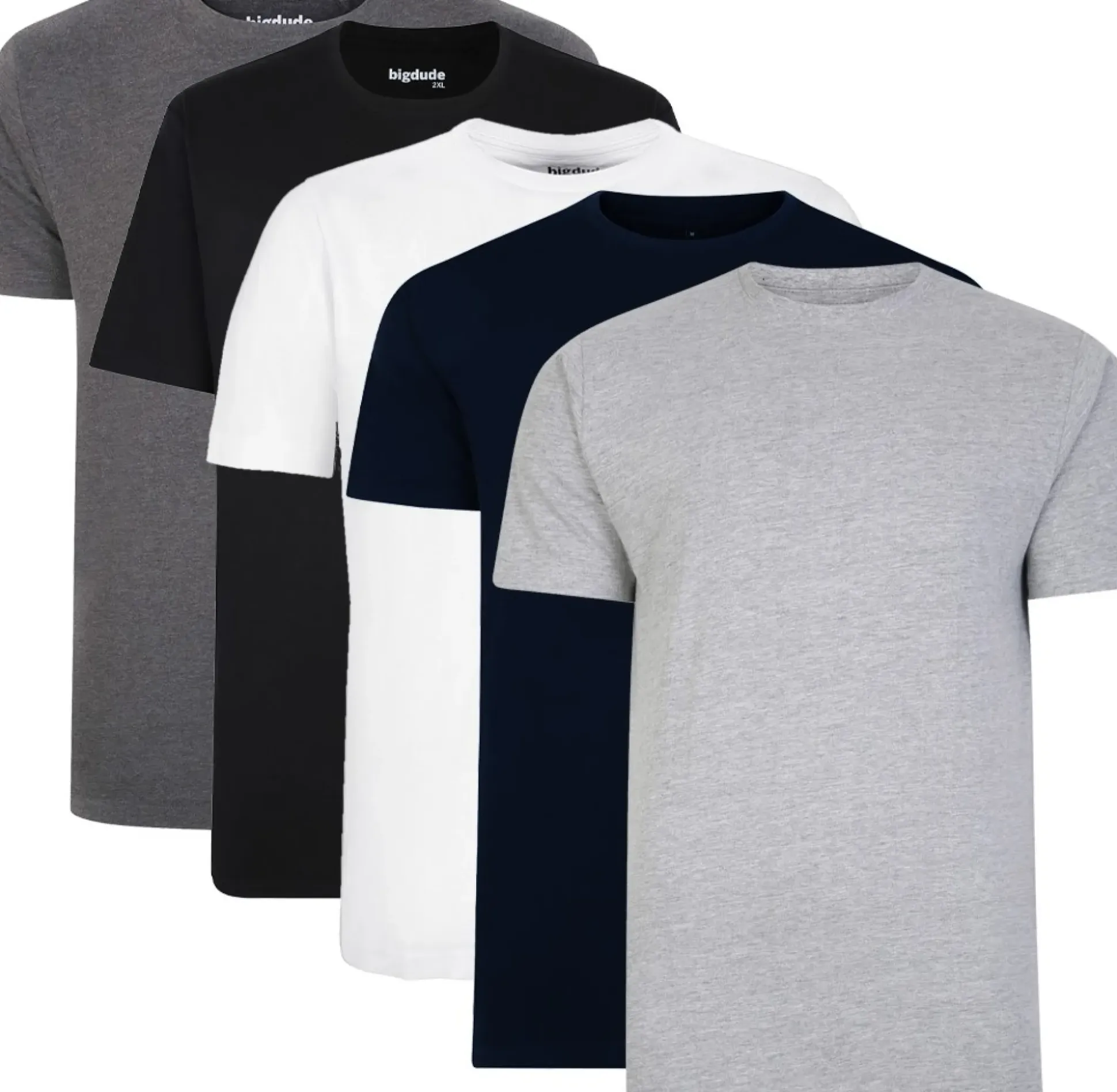 Bigdude 5 Pack Plain T-Shirts