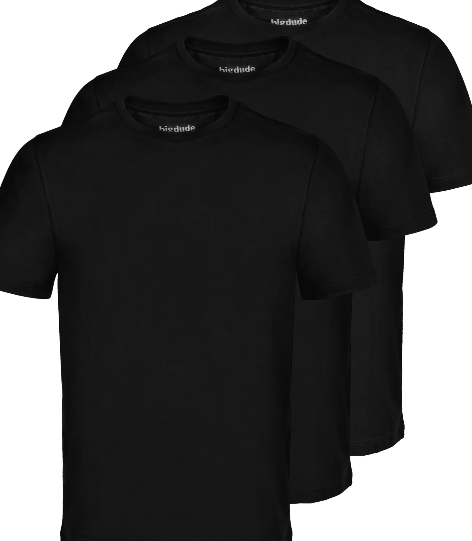 Bigdude 3 Pack Plain T-Shirts Black Tall