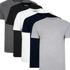 Bigdude 5 Pack Plain T-Shirts Multi Tall