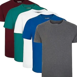 Bigdude 5 Pack Plain T-Shirts Multi Tall