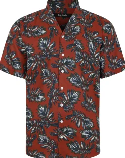 Bigdude Palm Leaves Viscose Relaxed Collar Shirt Pepper Red