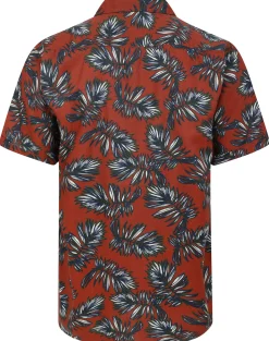 Bigdude Palm Leaves Viscose Relaxed Collar Shirt Pepper Red