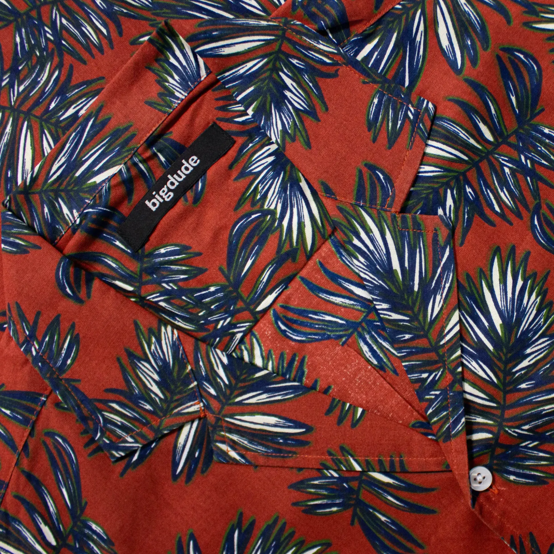 Bigdude Palm Leaves Viscose Relaxed Collar Shirt Pepper Red