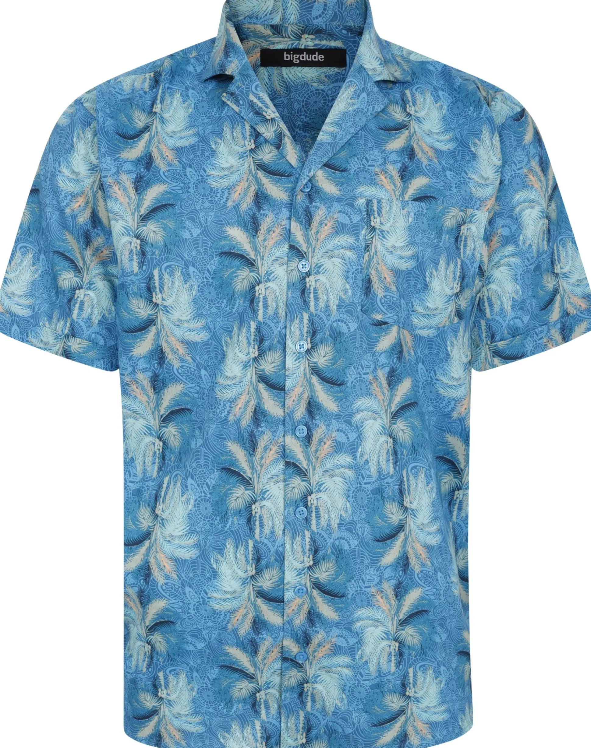 Bigdude Palms Viscose Relaxed Collar Shirt Blue