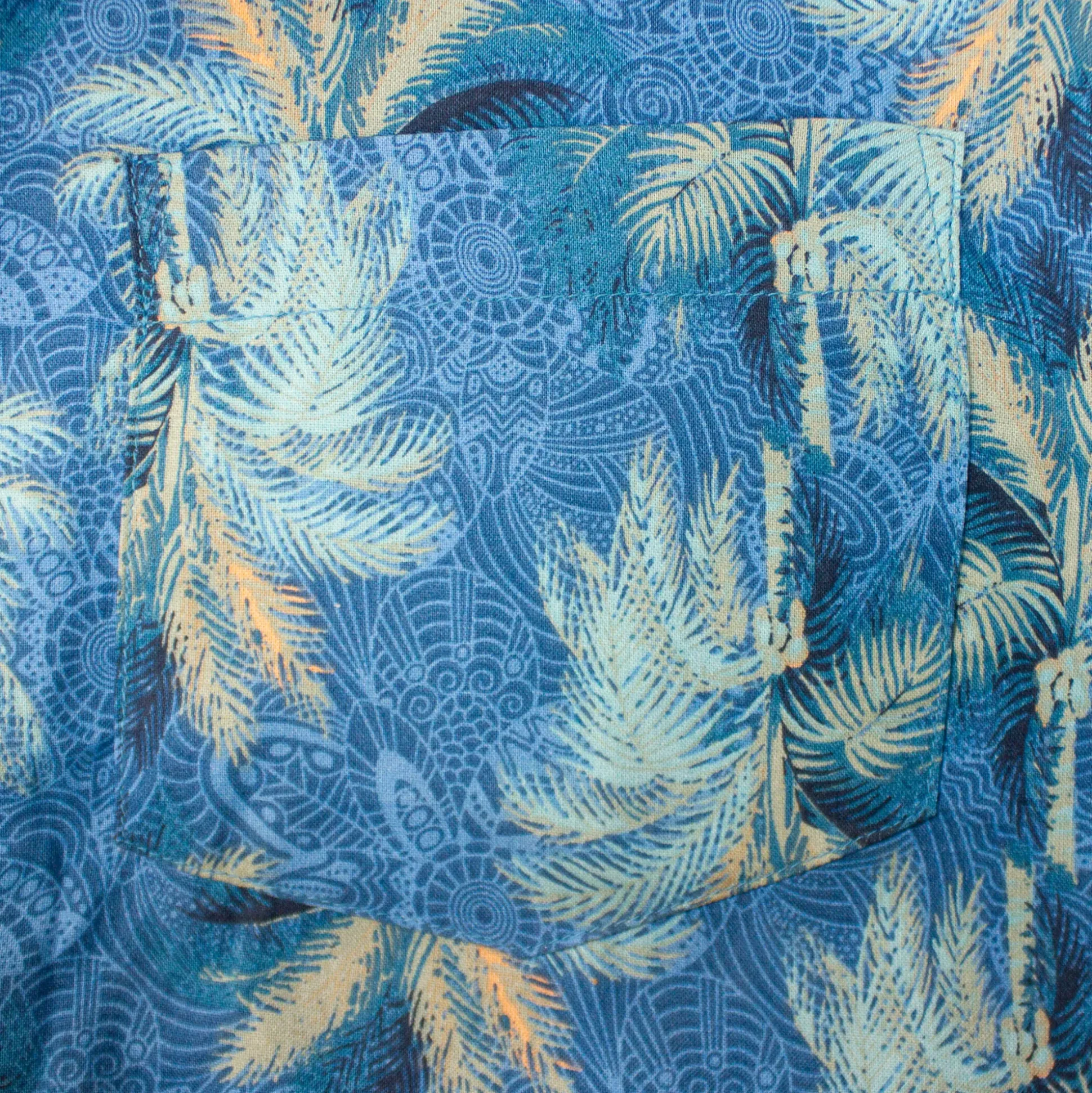 Bigdude Palms Viscose Relaxed Collar Shirt Blue
