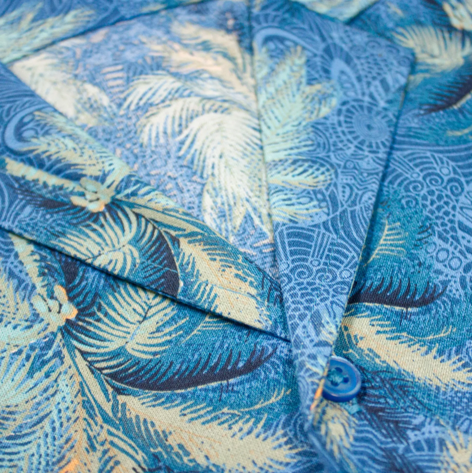 Bigdude Palms Viscose Relaxed Collar Shirt Blue