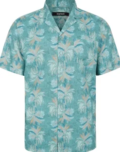Bigdude Palms Viscose Relaxed Collar Shirt Green