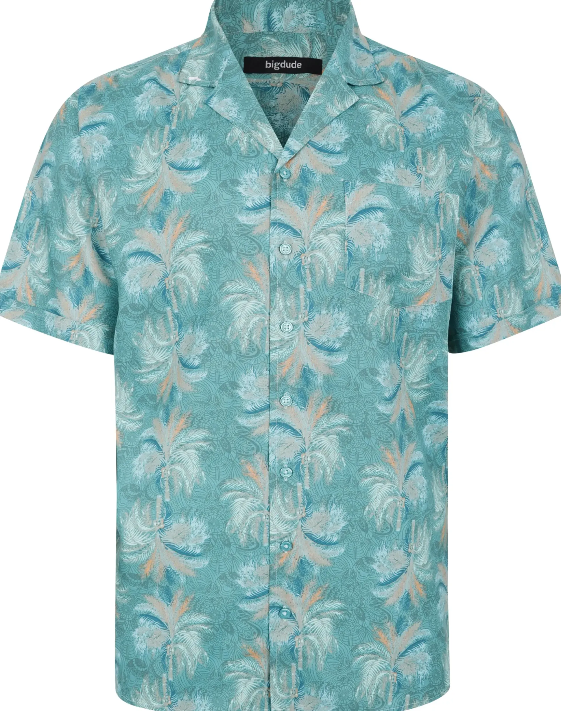 Bigdude Palms Viscose Relaxed Collar Shirt Green