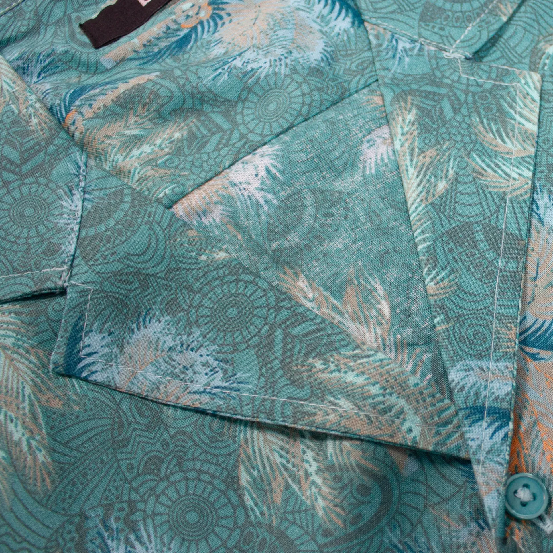 Bigdude Palms Viscose Relaxed Collar Shirt Green