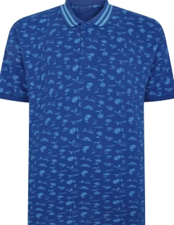 Bigdude Palm Tree Polo Deep Blue