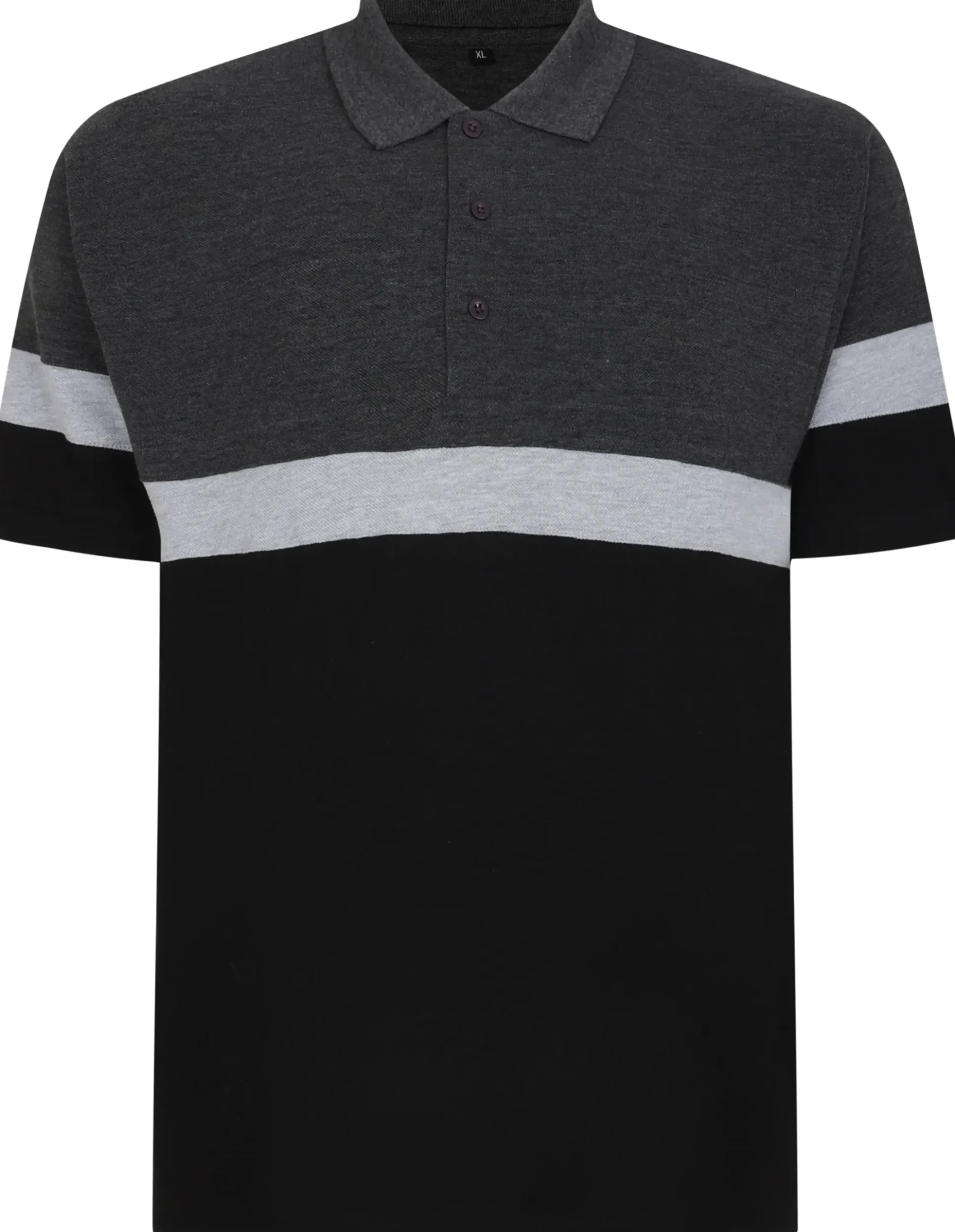 Bigdude Pique Colour Block Polo Shirt Charcoal Marl