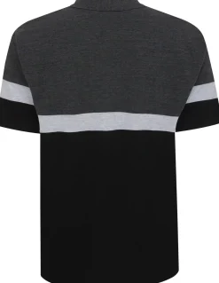 Bigdude Pique Colour Block Polo Shirt Charcoal Marl