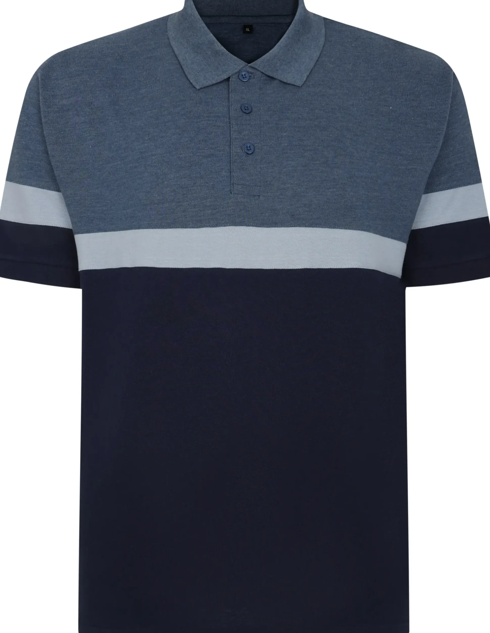 Bigdude Pique Colour Block Polo Shirt Denim