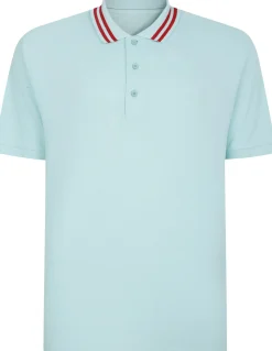 Bigdude Pique Polo With Chunky Tipping Turquoise