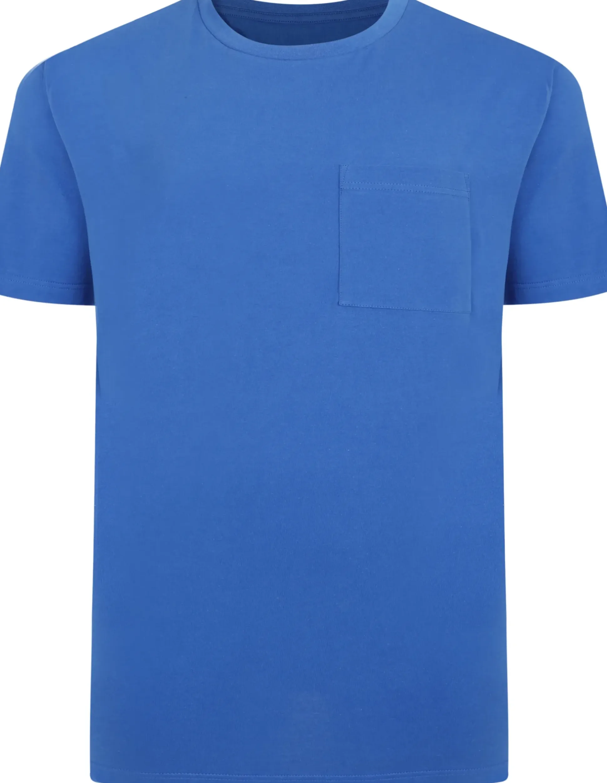 Bigdude Plain Crew Neck T-Shirt With Pocket Royal Blue