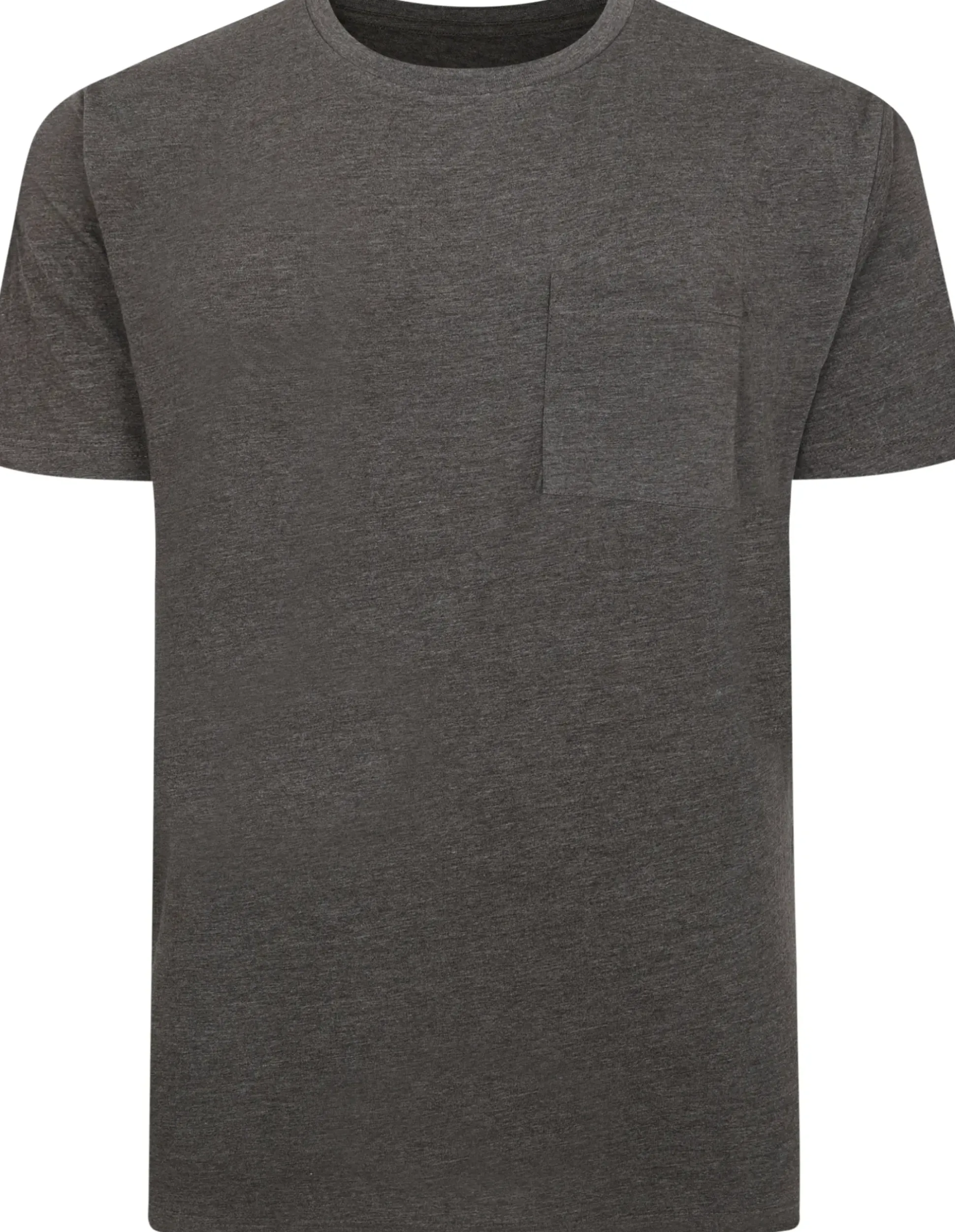 Bigdude Plain Crew Neck T-Shirt With Pocket Charcoal