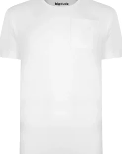 Bigdude Plain Crew Neck T-Shirt With Pocket White