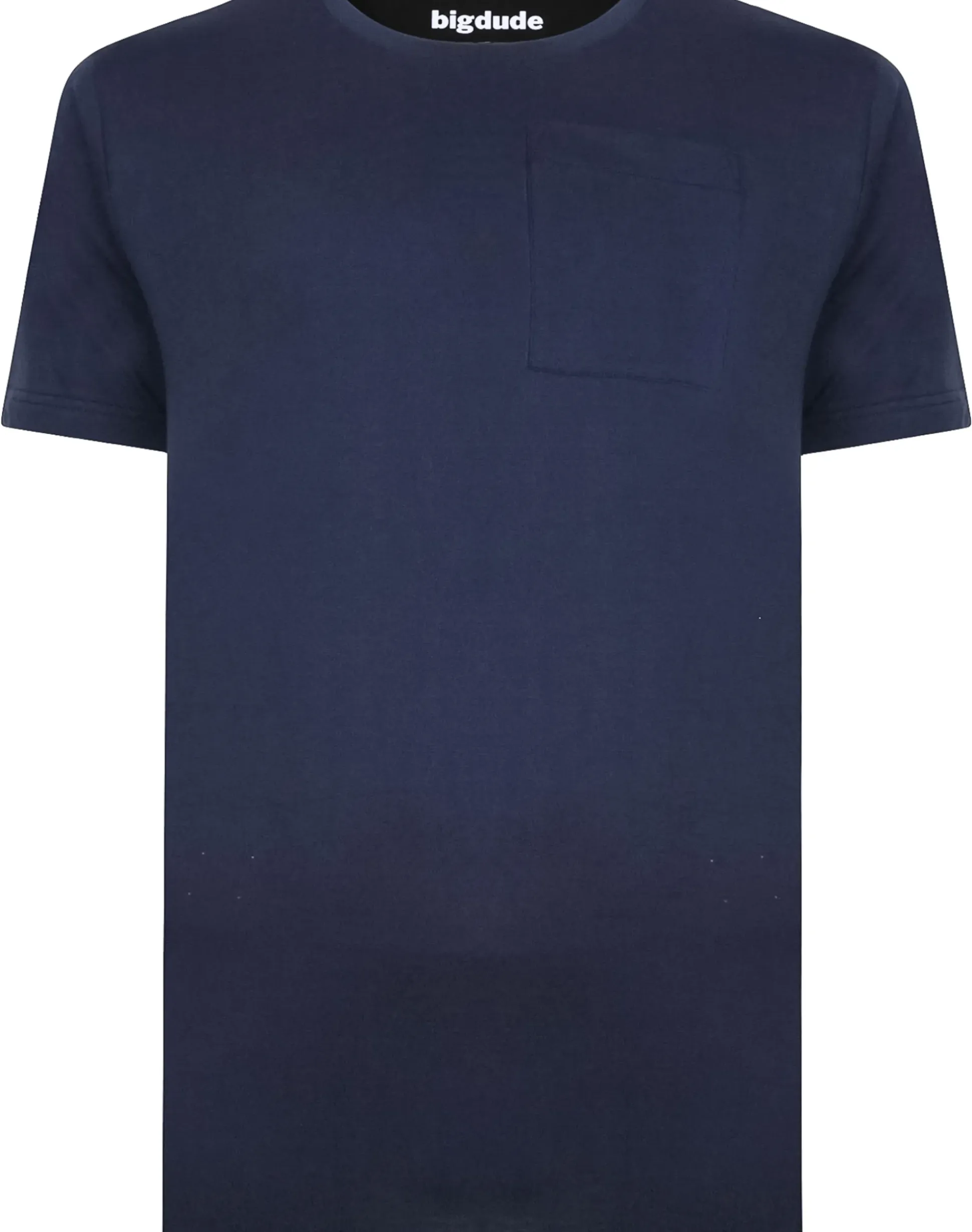 Bigdude Plain Crew Neck T-Shirt With Pocket Navy