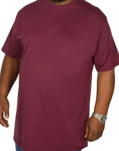 Bigdude Plain Crew Neck T-Shirt Burgundy