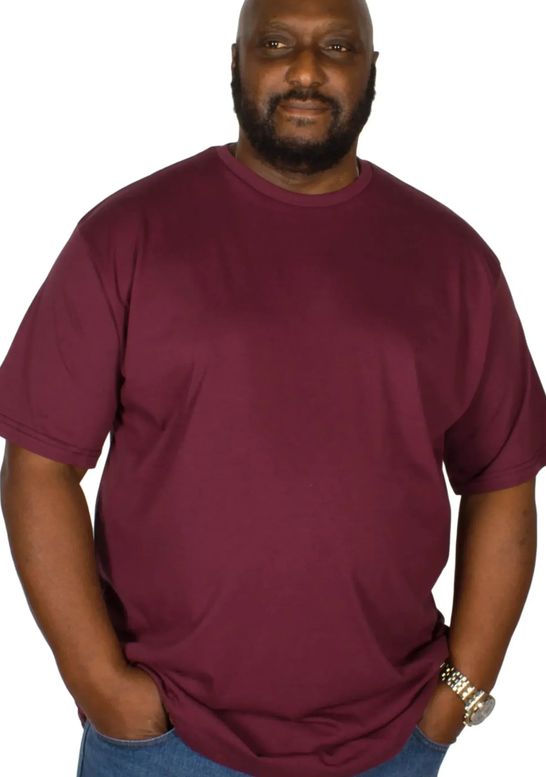 Bigdude Plain Crew Neck T-Shirt Burgundy