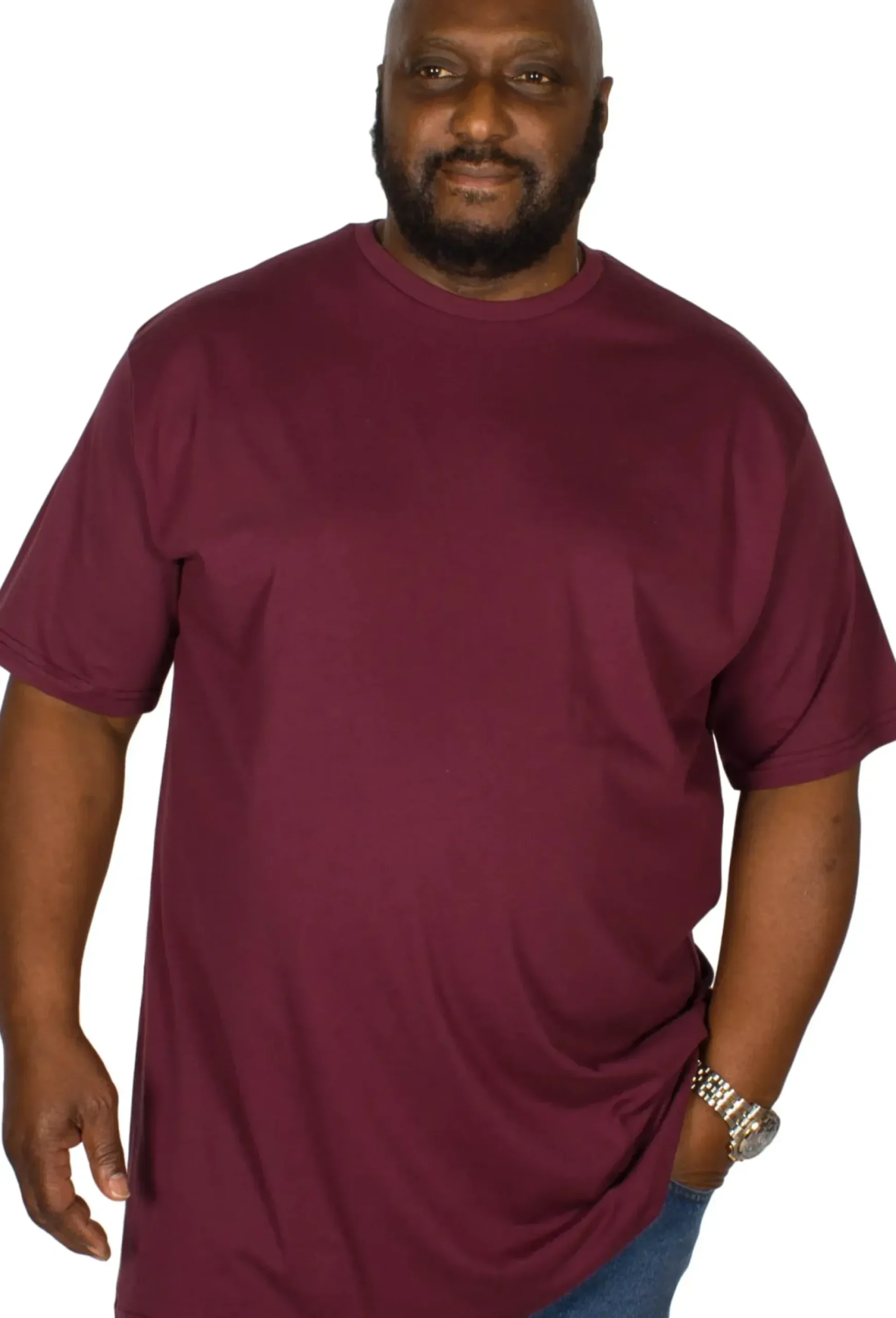 Bigdude Plain Crew Neck T-Shirt Burgundy