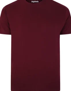 Bigdude Plain Crew Neck T-Shirt Burgundy