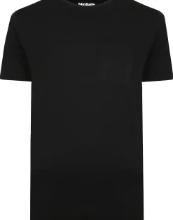 Bigdude Plain Crew Neck T-Shirt With Pocket Black Tall