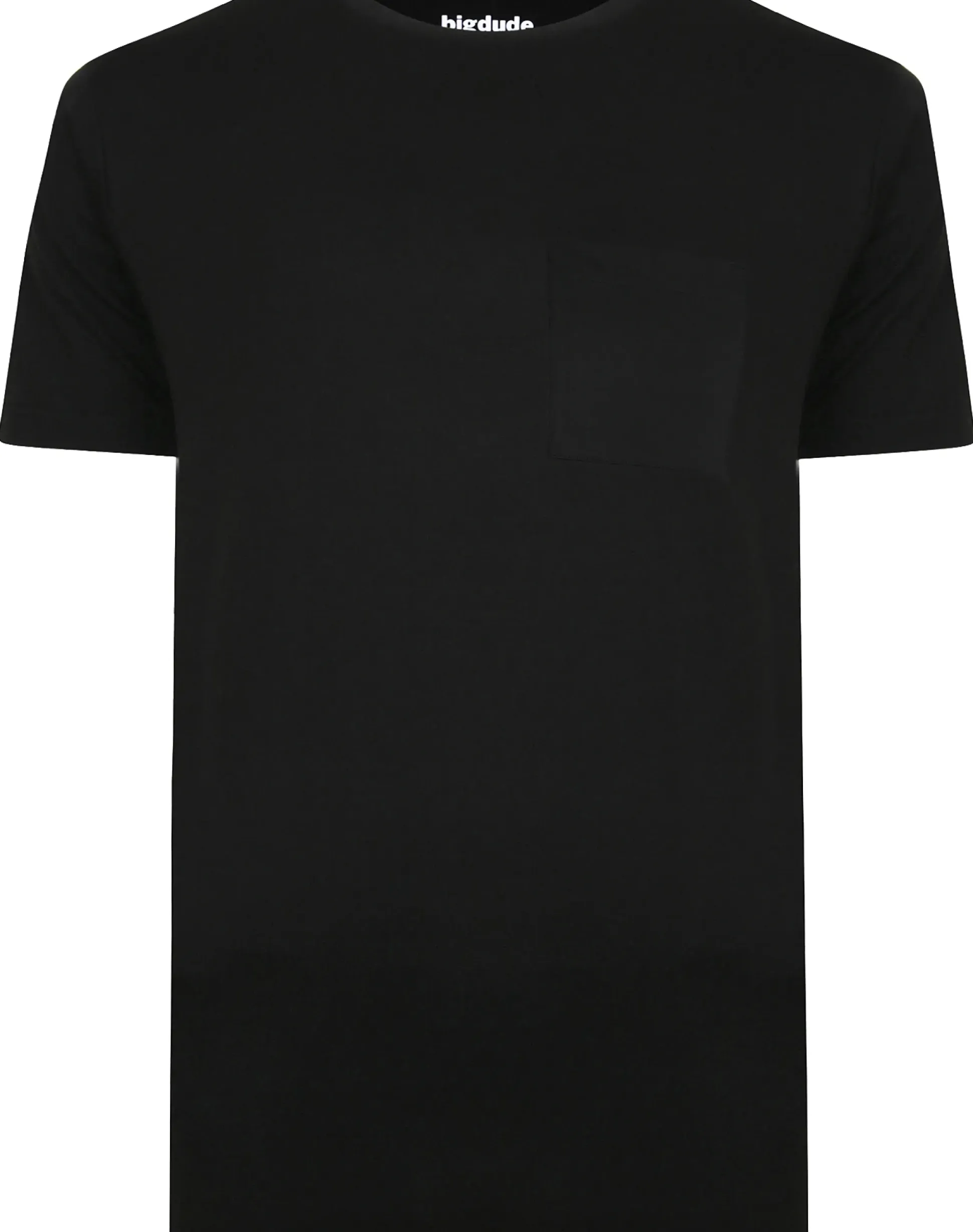 Bigdude Plain Crew Neck T-Shirt With Pocket Black Tall