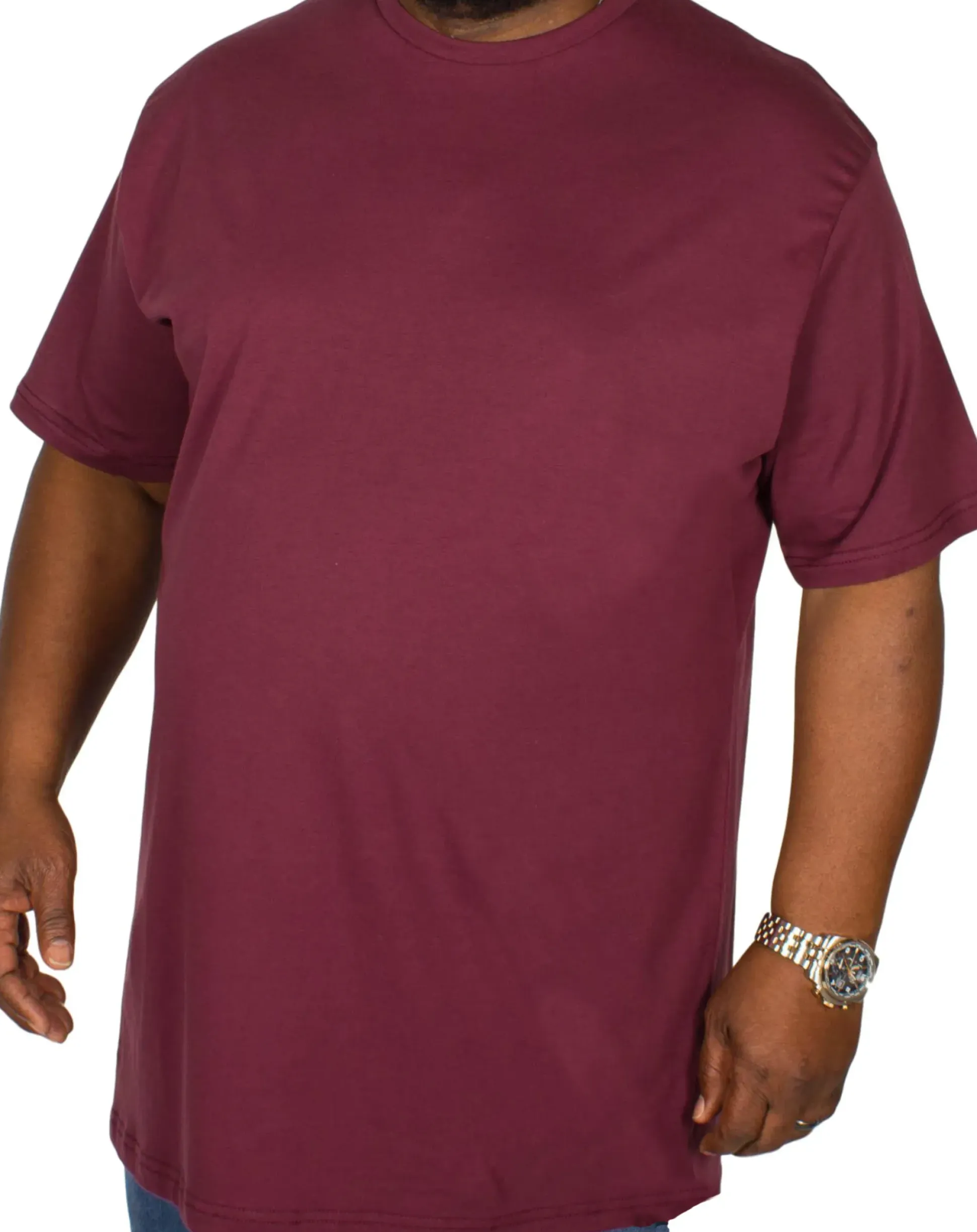 Bigdude Plain Crew Neck T-Shirt Burgundy Tall