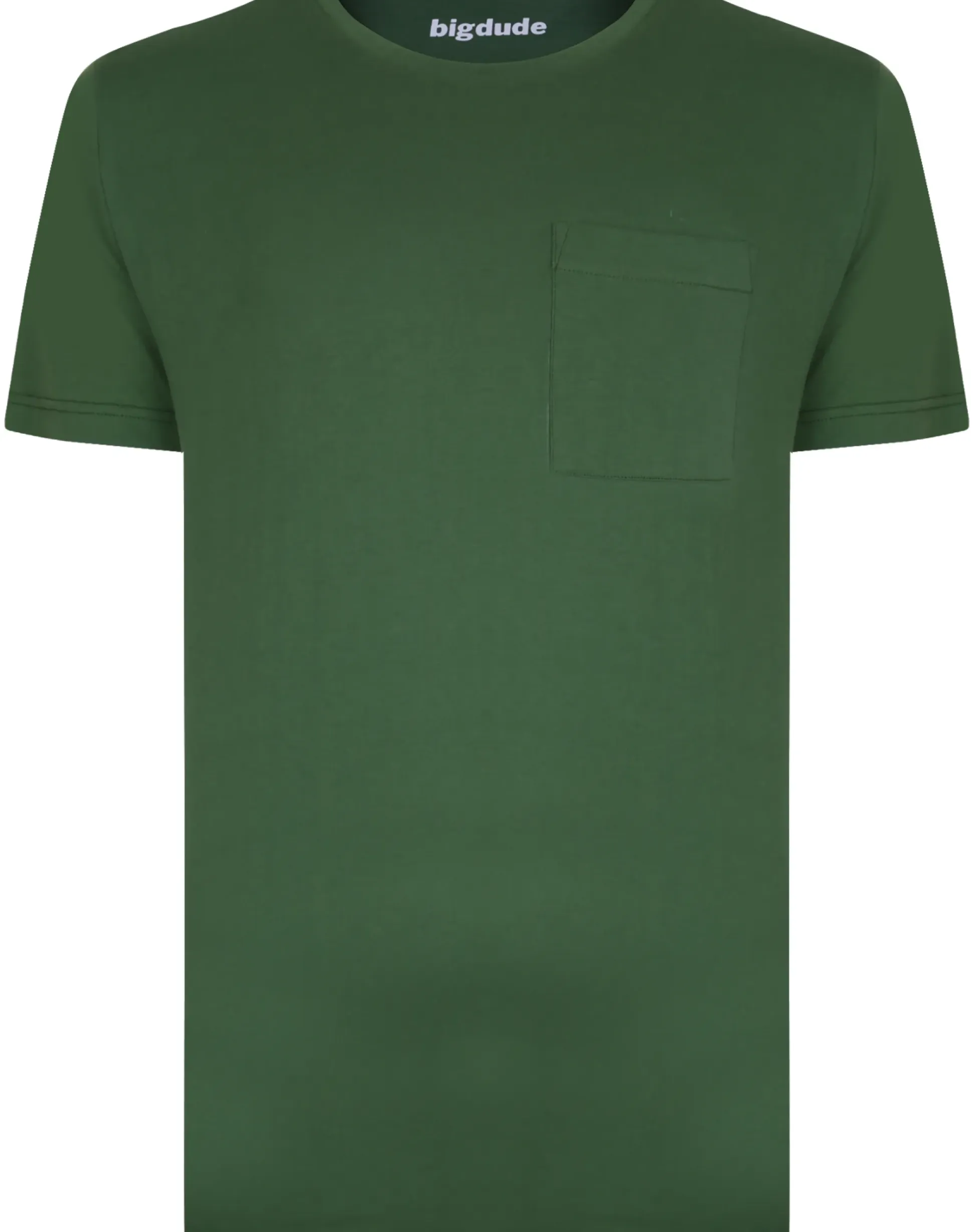 Bigdude Plain Crew Neck T-Shirt With Pocket Deep Green Tall