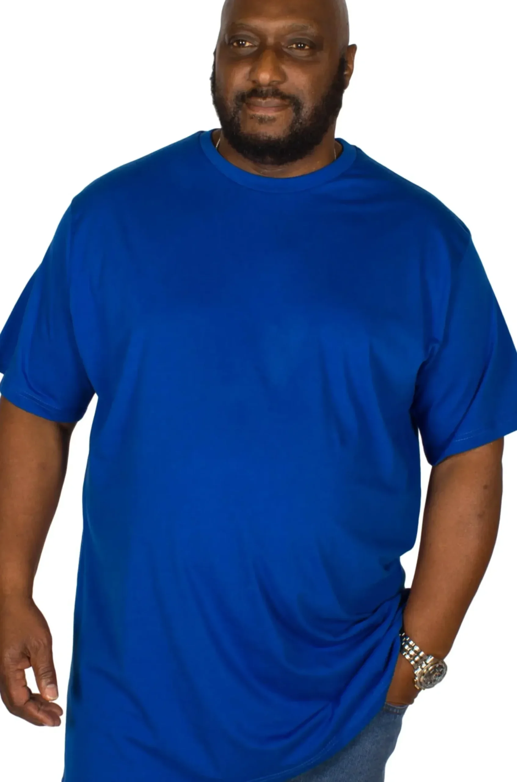 Bigdude Plain Crew Neck T-Shirt Royal Blue Tall