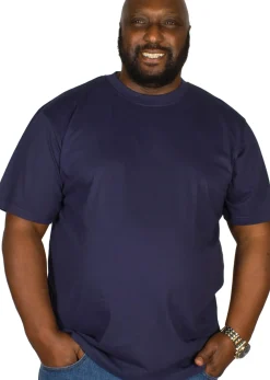 Bigdude Plain Crew Neck T-Shirt Navy