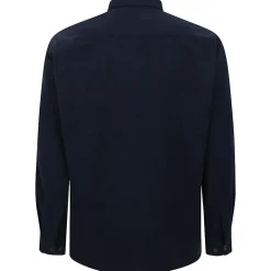 Bigdude Plain Flannel Long Sleeve Shirt Navy