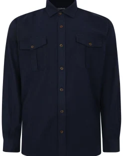 Bigdude Plain Flannel Long Sleeve Shirt Navy Tall