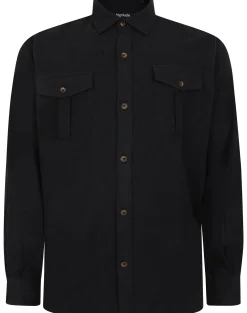 Bigdude Plain Flannel Long Sleeve Shirt Black Tall