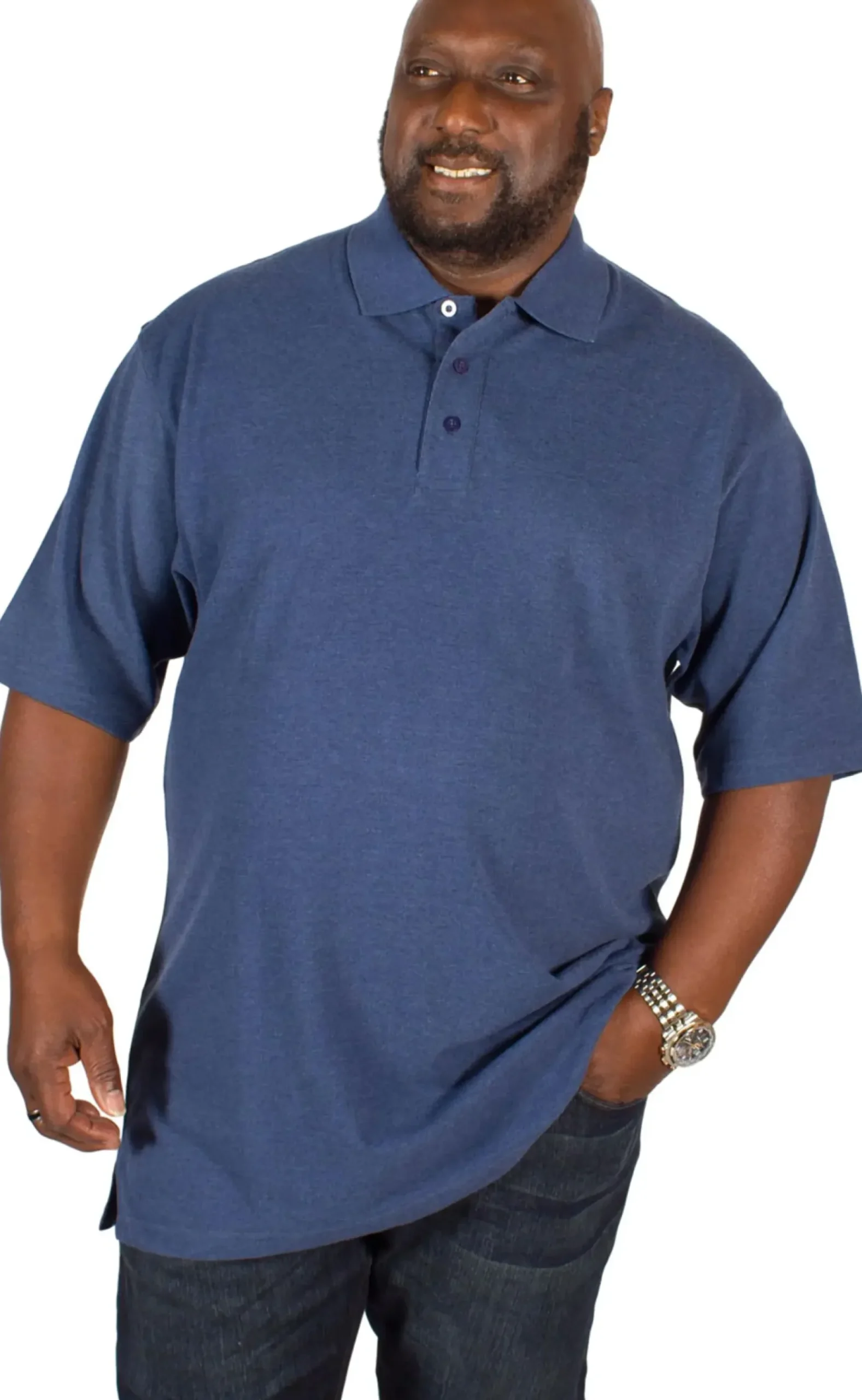Bigdude Plain Polo Shirt Denim Tall