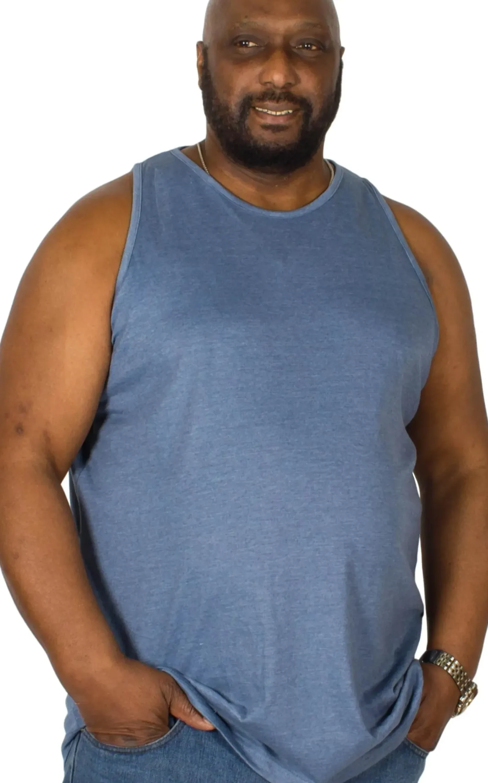 Bigdude Plain Vest Denim Marl Tall