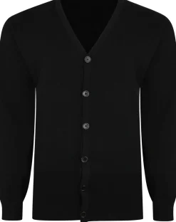 Bigdude Plain V-Neck Knitted Cardigan Black