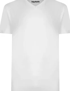Bigdude Plain V-Neck T-Shirt White