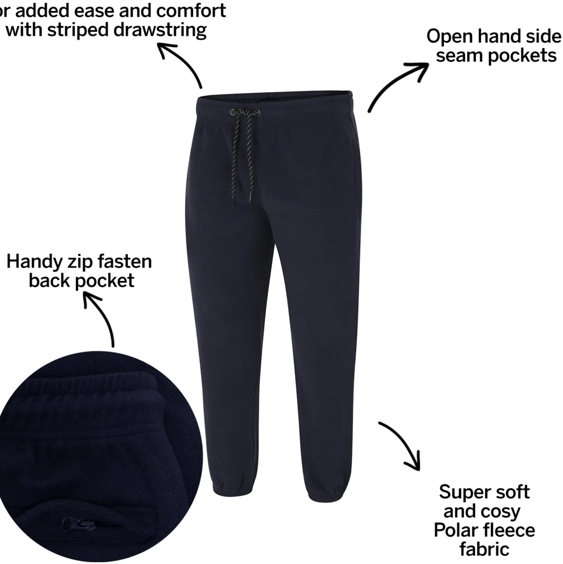 Bigdude Polar Fleece Joggers Navy