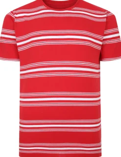 Bigdude Pure Cotton Striped T-Shirt Red