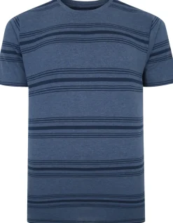 Bigdude Pure Cotton Striped T-Shirt Dark Denim