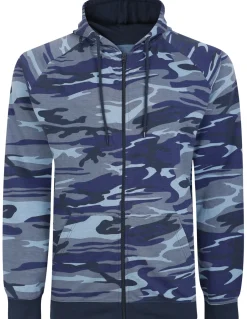 Bigdude Raglan Camo Full Zip Hoody Navy