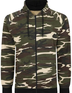 Bigdude Raglan Camo Full Zip Hoody Khaki