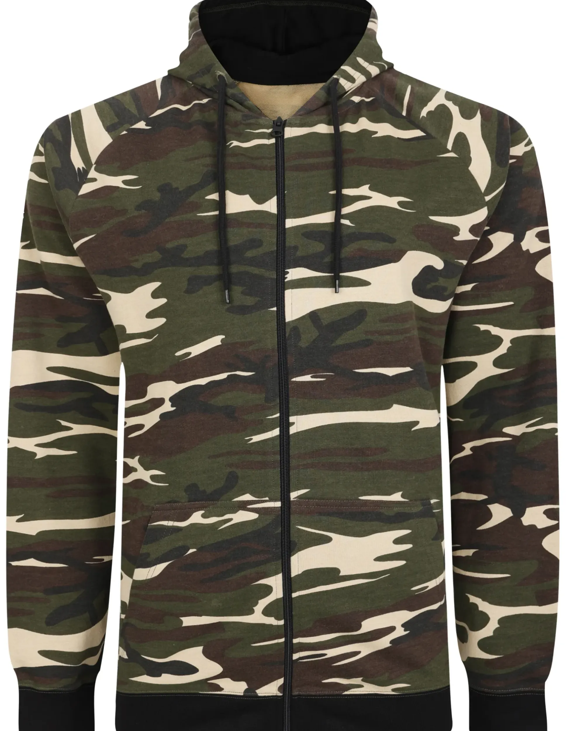Bigdude Raglan Camo Full Zip Hoody Khaki