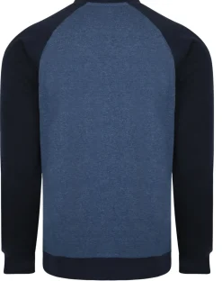 Bigdude Raglan Contrast Crew Neck Sweatshirt Denim Marl/Navy