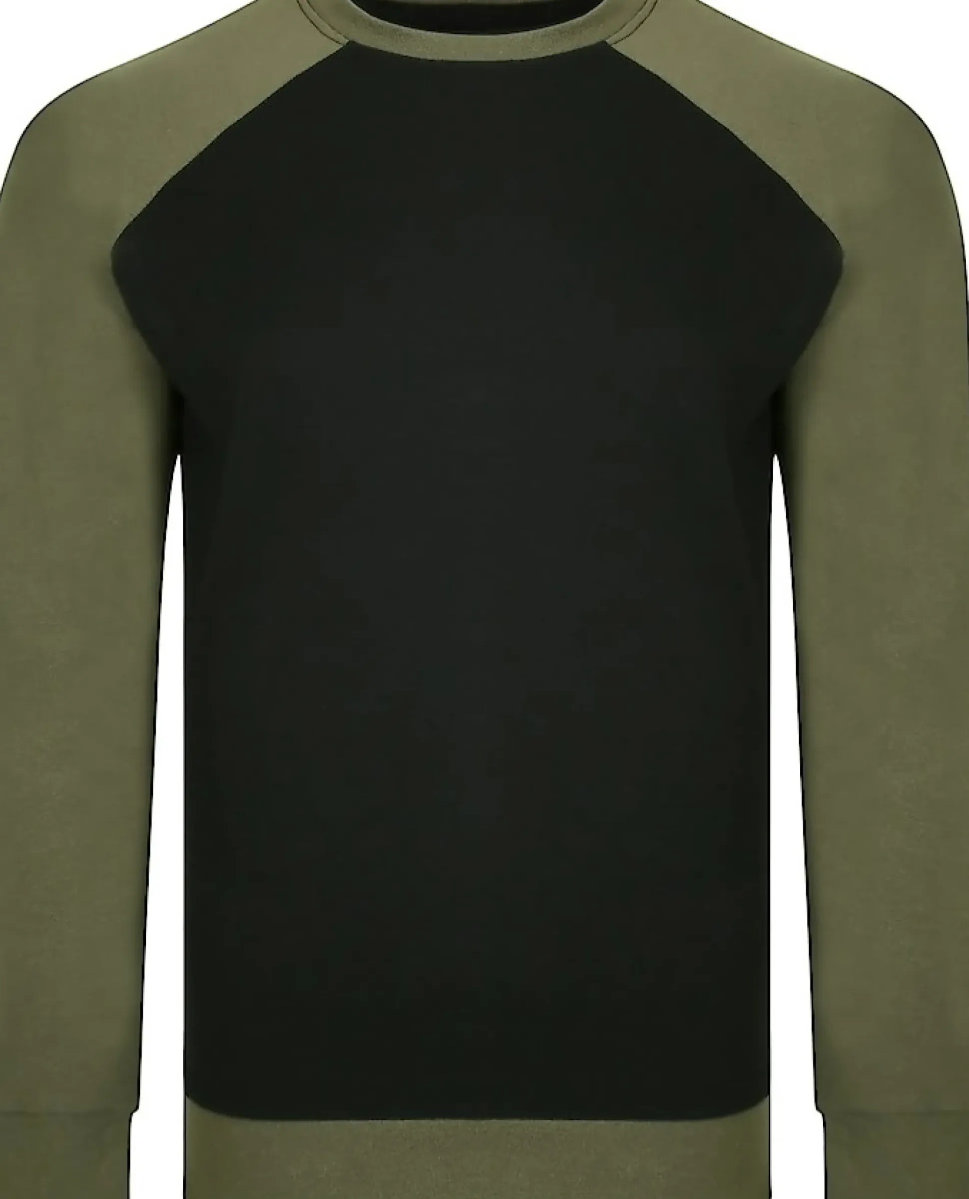 Bigdude Raglan Contrast Crew Neck Sweatshirt Black/Khaki